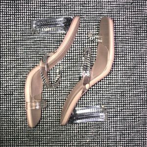 Clear chunky heeled thong sandals